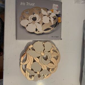 WM A. Rogers LTD Iris Trivet Bronze plate with enamel